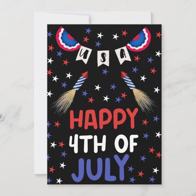 Carte Joyeux 4 juillet fête de l'indépendance des USA (Devant)