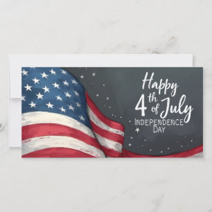 Carte Joyeux 4 juillet Illustration d'art vintage de dra