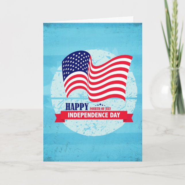 Carte Joyeux 4 juillet Illustration du drapeau américain (Devant)