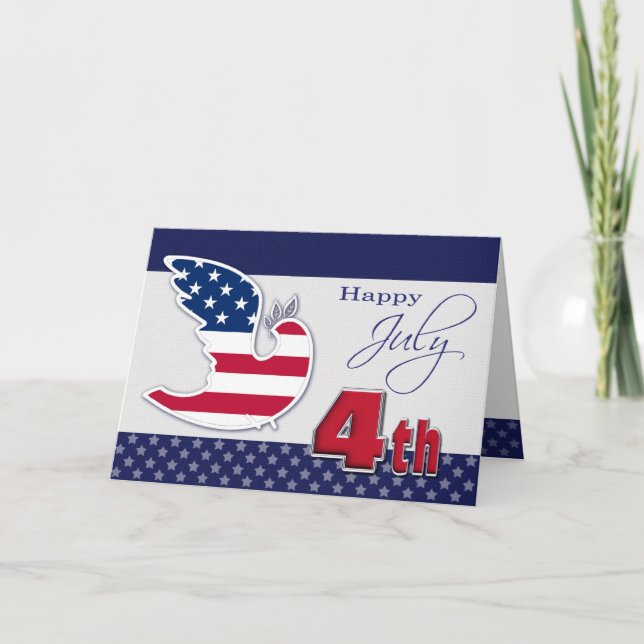Carte Joyeux 4 juillet. Patriotique de Peace Dove (Devant)