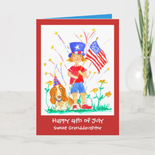 Carte Joyeux 4 juillet petite fille sur mesure