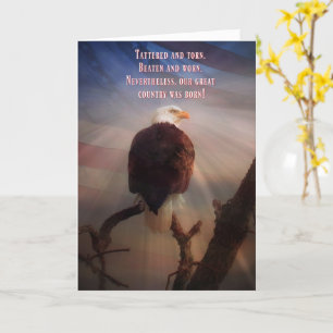 Carte Joyeux 4 juillet pygargue patriotique et drapeau