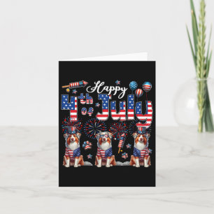 Carte Joyeux 4 juillet Trois mignons Bergers australiens