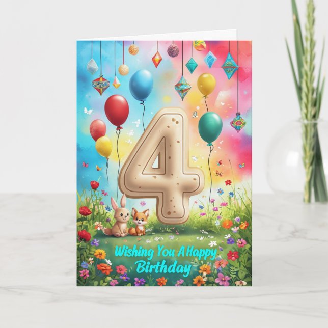 Carte Joyeux 4e anniversaire (Devant)