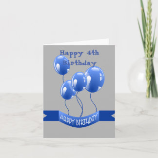 Carte Joyeux 4e anniversaire Ballons Bleus