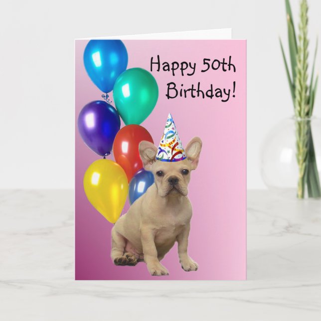 Carte Joyeux 50e anniversaire Bulldog français (Devant)