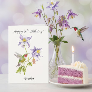 Carte Joyeux 50e anniversaire Columbine avec Hummingbird