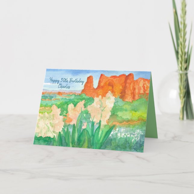 Carte Joyeux 50e anniversaire Desert Mountains Personnal (Devant)