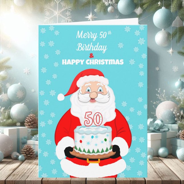 Carte Joyeux 50e anniversaire Noël Père Noël (Créateur téléchargé)