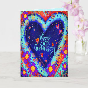 Carte Joyeux 50e anniversaire Pretty Heart