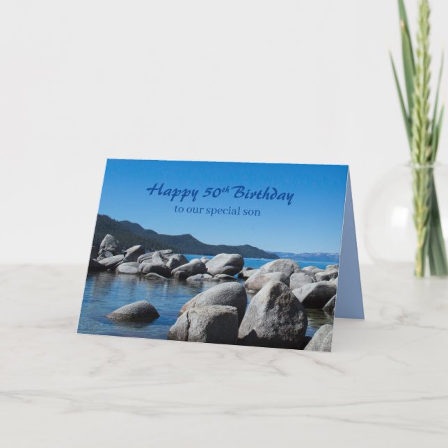 Carte Joyeux 50e anniversaire Son Mountain Lake Photo (Devant)