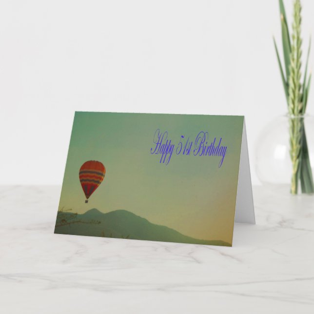 Carte Joyeux 51e anniversaire Hot Air Balloon (Devant)