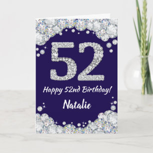 Carte Joyeux 52e anniversaire Marine Bleu et Parties sci