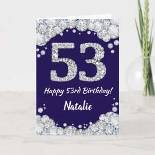Carte Joyeux 53e anniversaire Marine Bleu et Parties sci