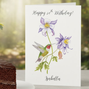 Carte Joyeux 54e anniversaire Columbine avec Hummingbird