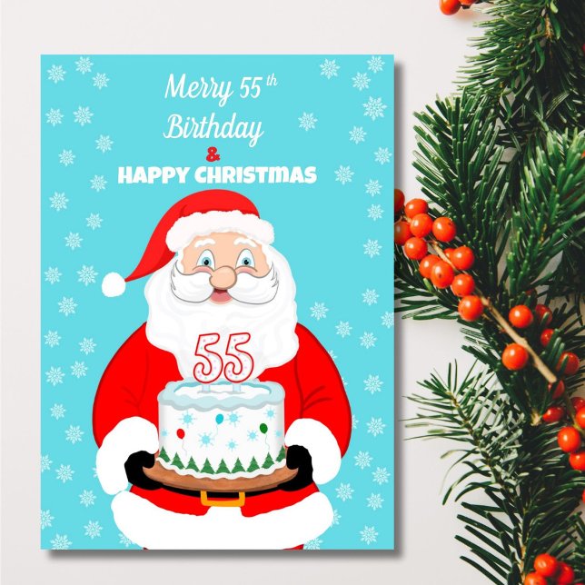 Carte Joyeux 55e anniversaire Noël Père Noël (Créateur téléchargé)