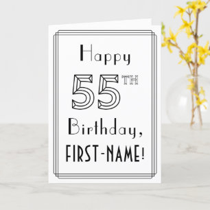 Carte Joyeux 55e anniversaire, style Art déco avec nom p