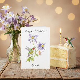 Carte Joyeux 57ème anniversaire Columbine avec Hummingbi