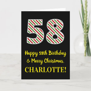 Carte Joyeux 58e anniversaire & Joyeux Noël, Nom personn