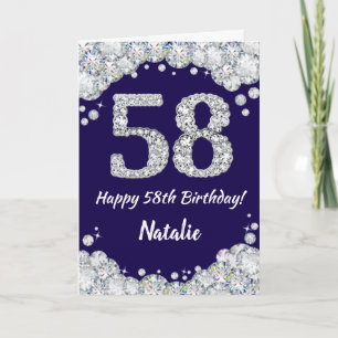 Carte Joyeux 58e anniversaire Marine Parties scintillant