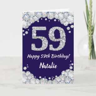 Carte Joyeux 59e anniversaire Marine Bleu et Parties sci