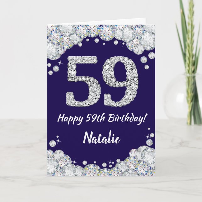 Carte Joyeux 59e anniversaire Marine Parties scintillant (Devant)