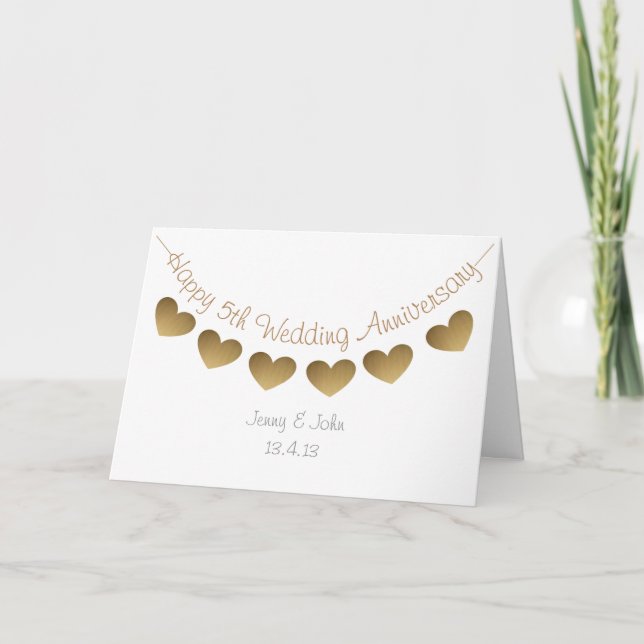 Carte Joyeux 5e anniversaire Mariage, boisé (Devant)