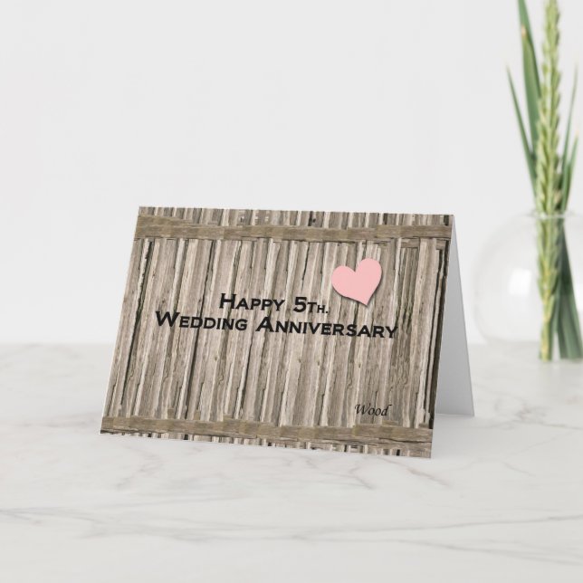 Carte Joyeux 5ème anniversaire de mariage (Devant)