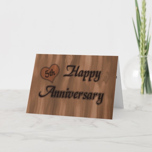 Carte Joyeux 5ème anniversaire de mariage (Devant)