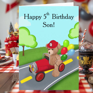 Carte Joyeux 5ème Anniversaire Ours en Peluche Camion de