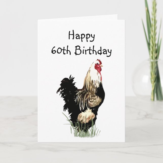 Carte Joyeux 60e anniversaire Humour de poulet de printe (Devant)