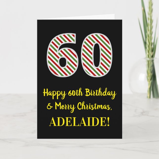 Carte Joyeux 60e anniversaire & Joyeux Noël, Nom personn (Devant)