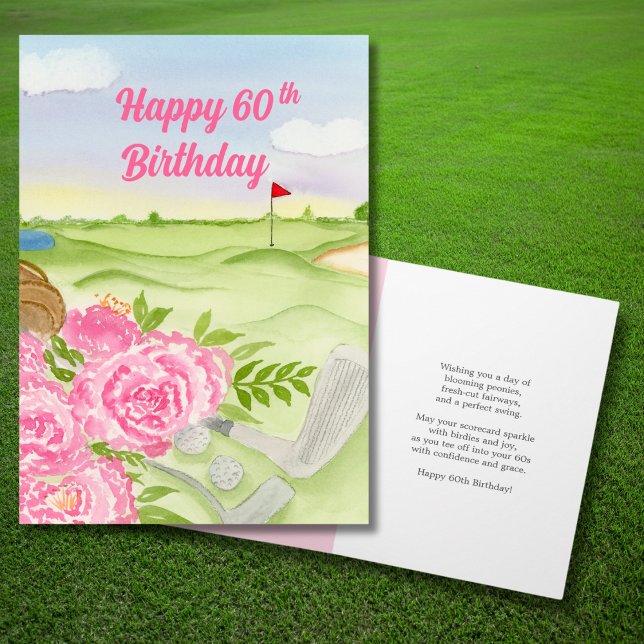 Carte Joyeux 60e anniversaire Peonies sur le terrain de  (Créateur téléchargé)