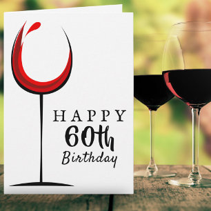 Carte Joyeux 60e anniversaire Verre rouge Anniversaire