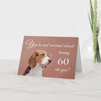 Carte Joyeux 60ème anniversaire, beagle inquiet