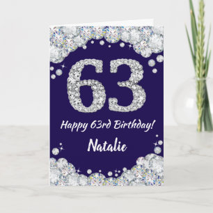 Carte Joyeux 63e anniversaire Marine Bleu et Parties sci