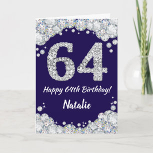 Carte Joyeux 64e anniversaire Marine Bleu et Parties sci