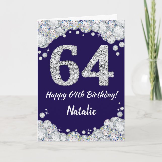 Carte Joyeux 64e anniversaire Marine Parties scintillant (Devant)