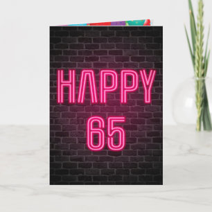 Carte Joyeux 65e anniversaire Neon Connexion en brique