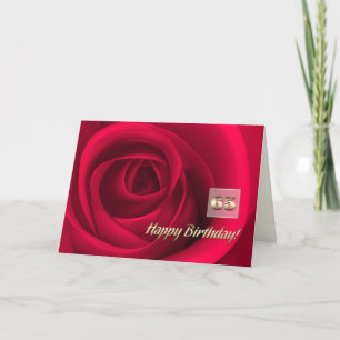 Carte Joyeux 65ème anniversaire. Élégante Rose rouge