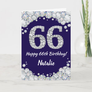Carte Joyeux 66e anniversaire Marine Parties scintillant