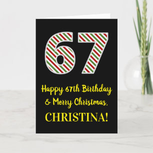 Carte Joyeux 67e anniversaire & Joyeux Noël, Nom personn