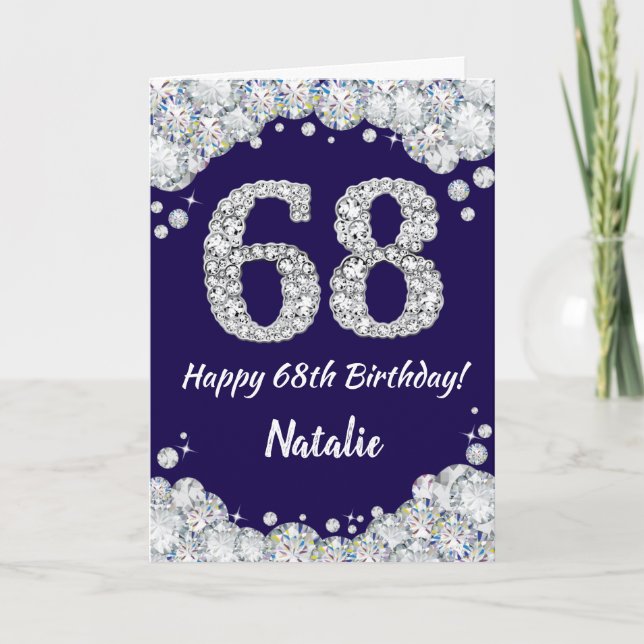 Carte Joyeux 68e anniversaire Marine Parties scintillant (Devant)
