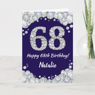 Carte Joyeux 68e anniversaire Marine Parties scintillant
