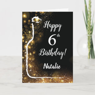 Carte Joyeux 6e anniversaire Black and Gold Parties scin