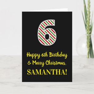 Carte Joyeux 6e anniversaire & Joyeux Noël, Nom personna