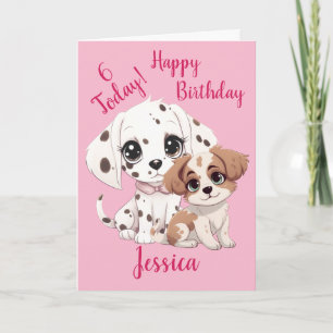 Carte Joyeux 6e anniversaire mignon Chien Chien Chien Ro