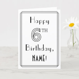 Carte Joyeux 6e anniversaire, style Art déco avec/ Nom p