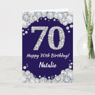 Carte Joyeux 70e anniversaire Marine Bleu et Parties sci