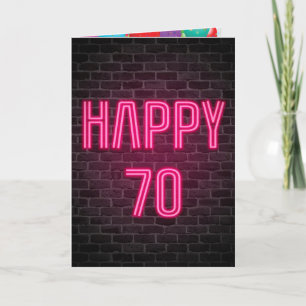 Carte Joyeux 70e anniversaire Neon Connexion en brique